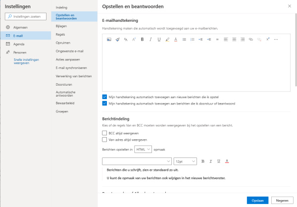 E-mail handtekening instellen Office 365