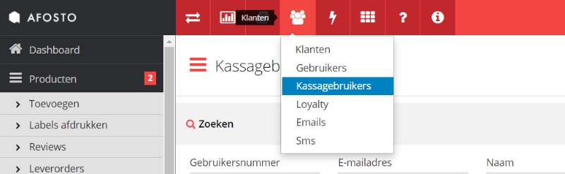 Kassagebruikers selecteren